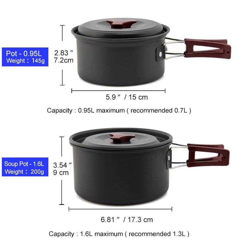 Conjunto de utensílios de cozinha para acampamento