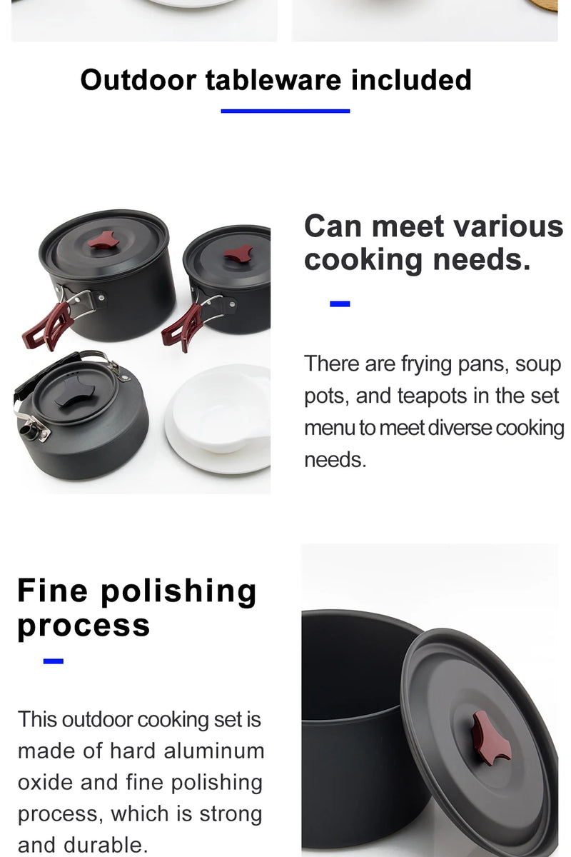 Conjunto de utensílios de cozinha para acampamento