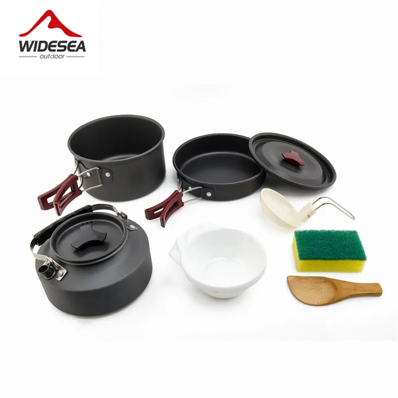 Conjunto de utensílios de cozinha para acampamento