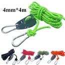 4mm barraca de acampamento reflexivo amarrar corda tensor fixação corda vento fivela polia catraca toldo corda gancho